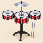Kids Jazz Drum Set with 3 Drums, Cymbal & Drumsticks – Red