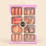 Glossy Press-On Nails Set – 96 Pieces in Nude, Peach & Coral