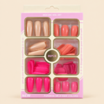 Glossy Press-On Nails Set – 96 Pieces in Nude, Coral & Pink