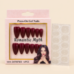 Romantic Myth Burgundy Almond Press-On Nails – 12 Pieces
