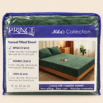 Prince Sleep Mila's Collection Dark Green Flannel Fitted Sheet Set – Single – 4 PCS - Image 3