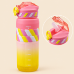 Gradient Sports Water Bottle with Straw & Flip-Top Lid – 1000ml Pink & Yellow