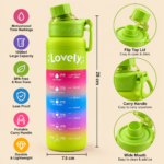 Lovely Gradient Water Bottle with Time Markers & Flip-Top Lid – 1000ml - Image 2