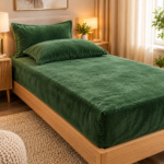 Prince Sleep Mila's Collection Dark Green Flannel Fitted Sheet Set – Single – 4 PCS