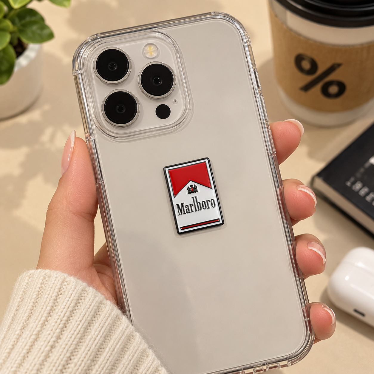 Cozy Smartphone Sticker Close-Up-1 Marlboro Cigarette Pack Metal Phone Sticker - Image 1