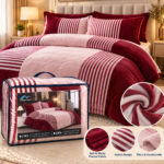 Prestige Home Striped Comforter Set – Red & Pink – 3 PCS - Image 2