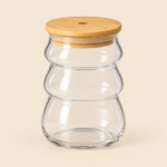Curved Glass Storage Jar with Bamboo Lid