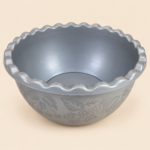 Decorative Plastic Serving Bowl with Scalloped Edge & Fruit Pattern