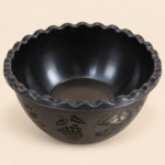 Decorative Plastic Serving Bowl with Scalloped Edge & Fruit Pattern - Image 2