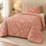 Prince Sleep Montana Sherpa Comforter Set – Dusty Blush, Single, 2 Pieces