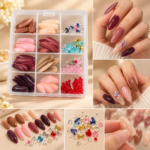 Press-On Nail Art Kit with Rhinestones – 8 Colours & Storage Box - Image 2