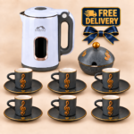 Momaz Coffee Serving Bundle – Electric Kettle, 6 Cups & Saucers and Sugar Bowl
