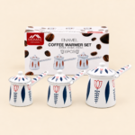 MOMAZ Tulip Design Enamel Coffee Warmer Set – 3 Pieces