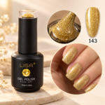LISA Gold Glitter Gel Polish No. 143 – 15ml - Image 2