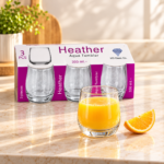 Heather Aqua Glass Tumbler Set – 3 Pieces, 350ml - Image 2