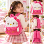 Hello Kitty Style Plush Backpack for Girls – Pink - Image 3