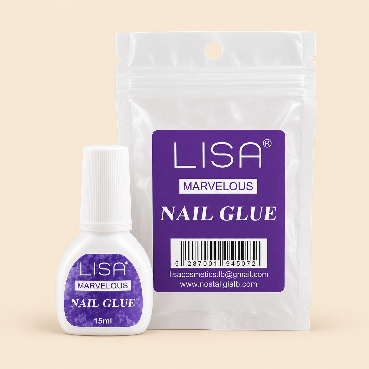 LISA Marvelous Nail Glue Set LISA Marvelous Nail Glue 15ml – Artificial Nail Adhesive - Image 1