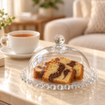 Clear Glass Serving Plate with Dome Lid – Beaded Rim - Image 2