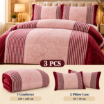 Prestige Home Striped Comforter Set – Red & Pink – 3 PCS