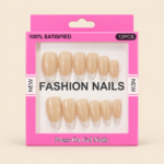 Nude Beige Press-On Nails – 12 Pieces with Clear Tips