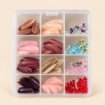 Press-On Nail Art Kit with Rhinestones – 8 Colours & Storage Box