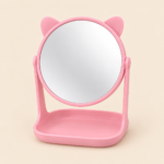 Makeup Mirror with Storage Tray – Pink & White