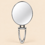 Silver Folding Makeup Mirror with Adjustable Handle – Oval & Square - Image 2