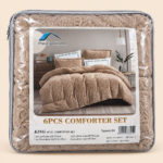 Prestige Home Square-04 Beige Textured Comforter Set – King Size – 6 PCS - Image 2