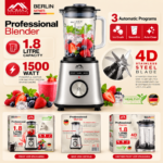 MOMAZ Berlin Professional Blender 1500W – 1.8L Glass Jar - Image 2