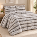 Prestige Home Silver Grey Plush Comforter Set – 4 Pieces - Image 3