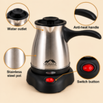 MOMAZ Electric Coffee Pot 500ml 600W – Stainless Steel - Image 3
