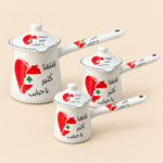 Momaz Lebanese Design Enamel Coffee Pot Set with Lids – 3 Pots