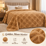 Prince Sleep Golden Moon Luxury Plush Blanket – Gold Beige, 180×230 cm, 2.8 kg