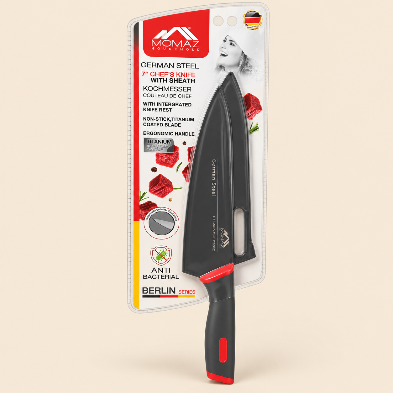 a6129afb-9e2d-4e16-b362-0803a7a9750f MOMAZ Berlin Series 7-Inch German Steel Chef Knife with Sheath - Image 1