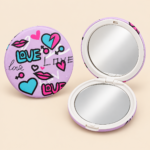 Double-Sided Folding Compact Makeup Mirror – Purple Love Design