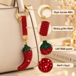Rhinestone Chili Pepper Keychain & Bag Charm – Red - Image 3