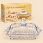 Clear Glass Butter Dish with Lid – Decorative Crystal Design 17.2 × 10.5 × 9 cm