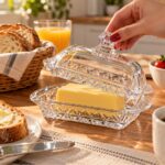 Clear Glass Butter Dish with Lid – Decorative Crystal Design 17.2 × 10.5 × 9 cm - Image 2