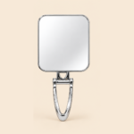 Silver Folding Makeup Mirror with Adjustable Handle – Oval & Square