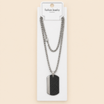 Men’s Black and Silver Dog Tag Necklace