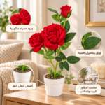 Artificial Red Rose Plant in White Pot – Realistic Decorative Flowers - Image 2