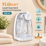 FLOSOFT Wall Mounted Liquid Soap & Hand Sanitizer Dispenser 650ml – White - Image 2