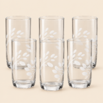 Marvelous Bibita Glass Tumblers 350ml – Set of 6 White Leaf Design - Image 3