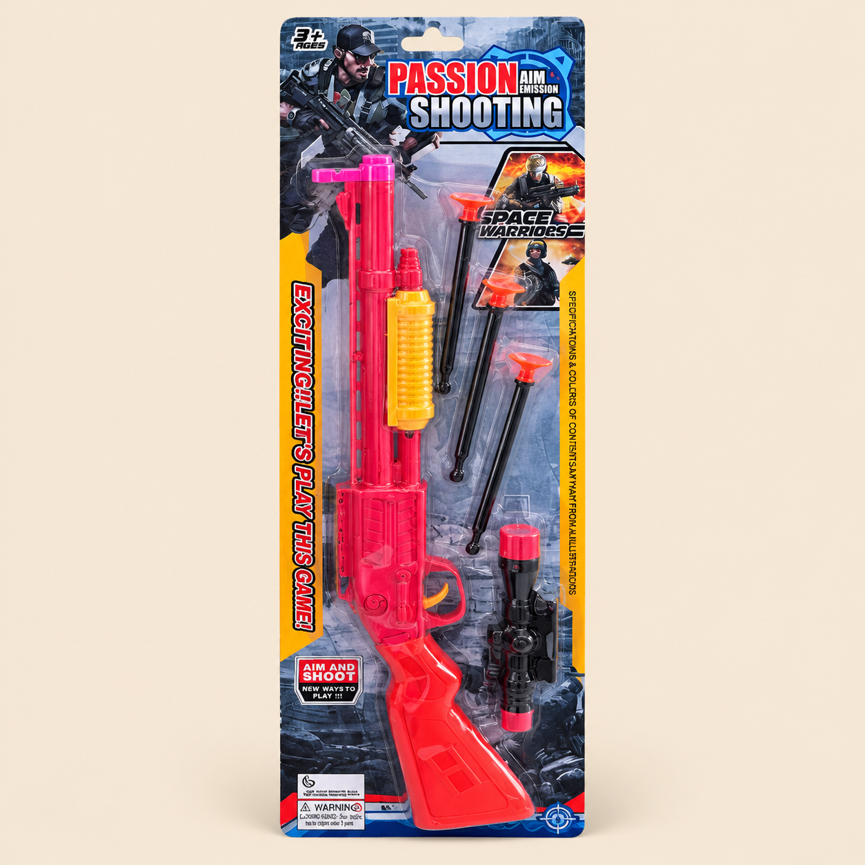 image-gen-1(20261019-090208) Passion Shooting Toy Rifle Set with Scope & Suction Darts – Red - Image 1