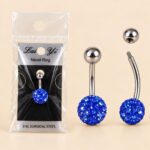 Blue Crystal Ball Belly Button Ring – 316L Surgical Steel