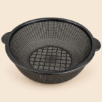 Round Plastic Mesh Colander with Side Handles – Black