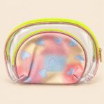 Transparent Makeup Bag Set with Glitter Heart Print – 2PCS