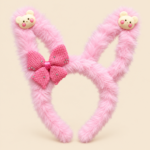 Girls’ Fluffy Bunny Ear Headband with Decorative Charms
