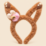 Girls’ Fluffy Bunny Ear Headband with Decorative Charms - Image 8