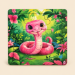 Pink Snake Jigsaw Puzzle with Frame for Kids 11.5*11.5 cm
